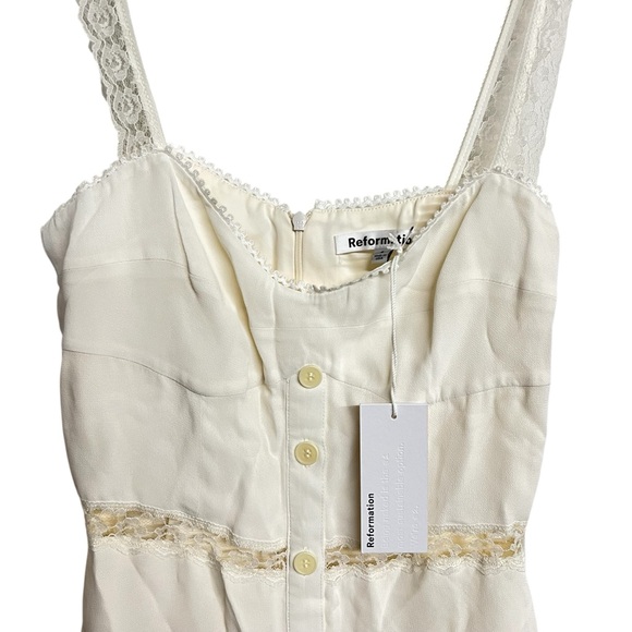 New Reformation Wynton Lace Midi Dress in Ivory - Picture 6 of 10